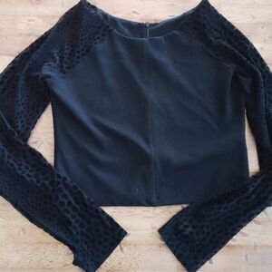 One Teaspoon Black Leopard Burnout Sleeve Crop Top